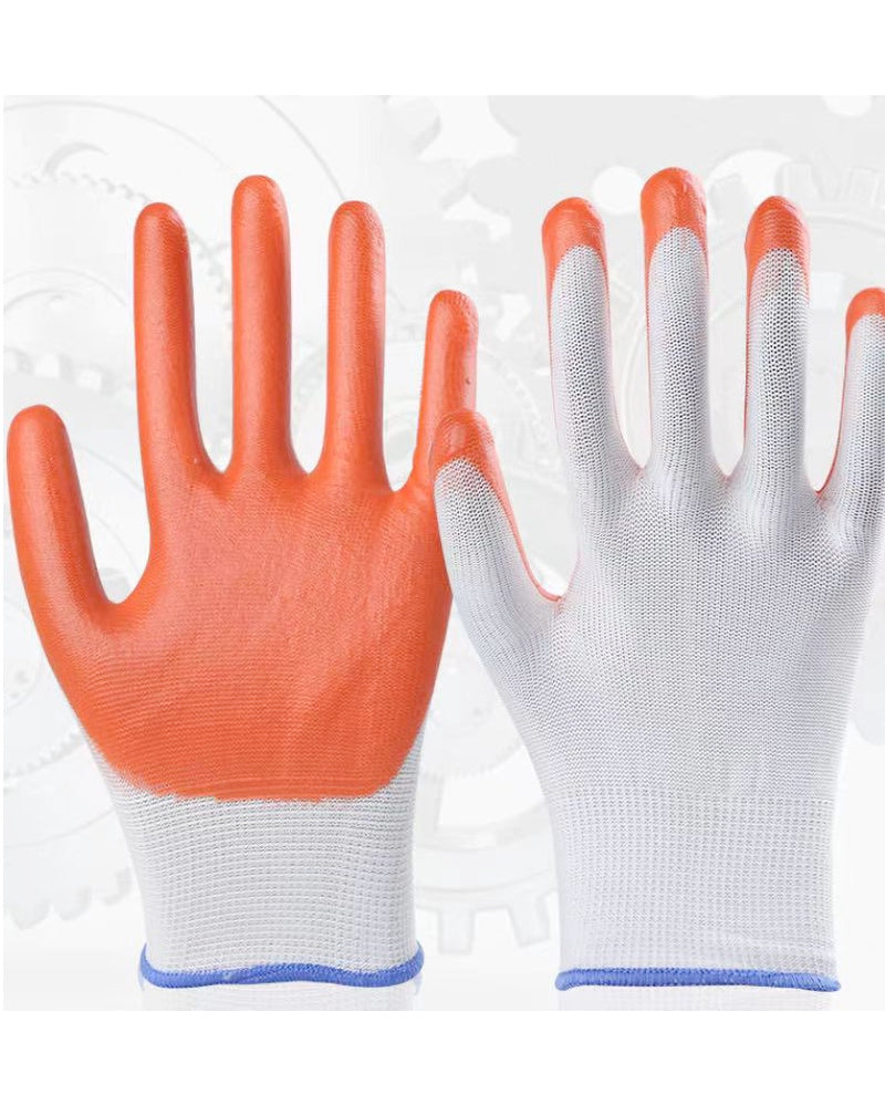 Orange Rubber Palm Coated Gloves