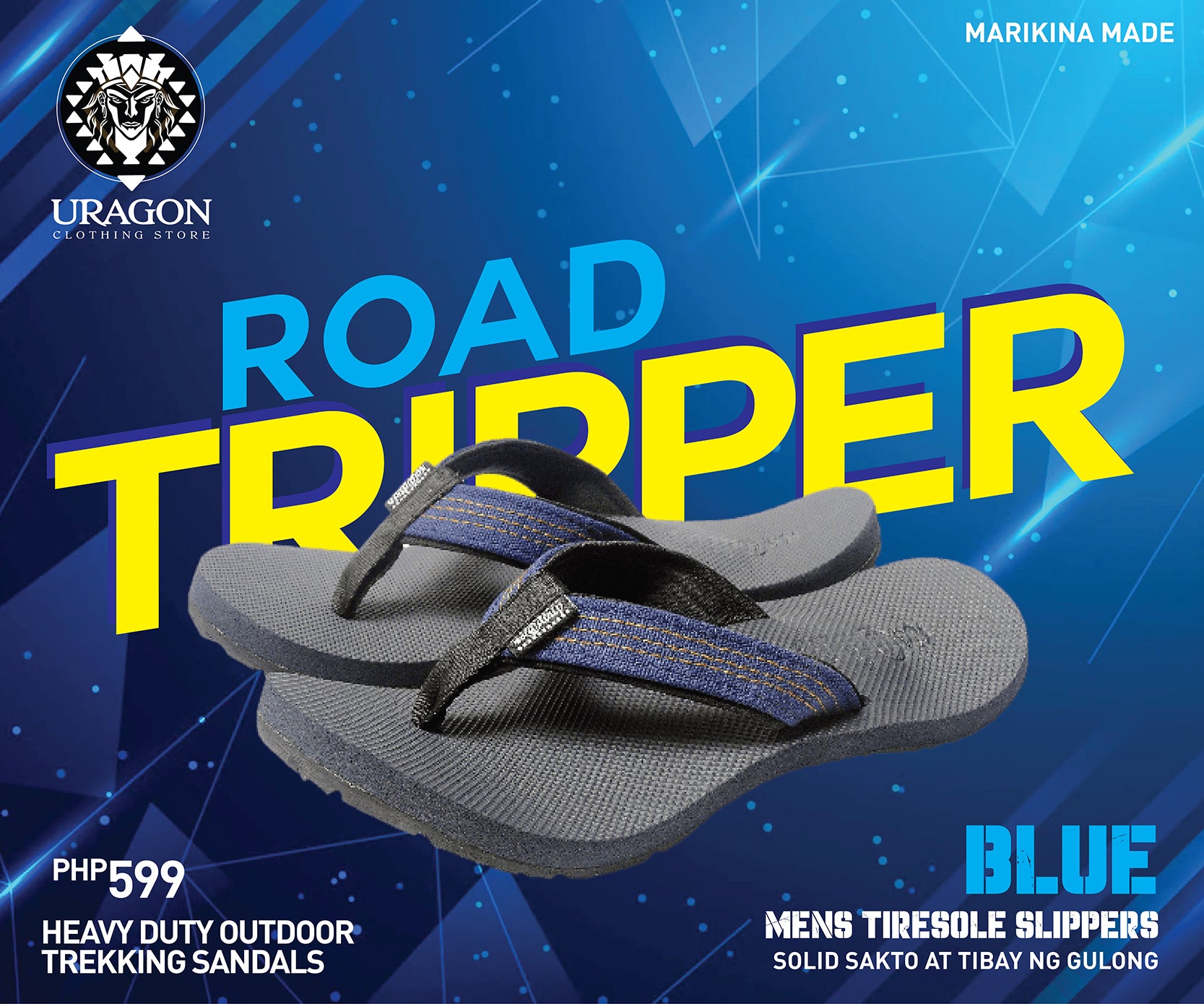 Uragon Road Tripper Tiresole Slipper Blue