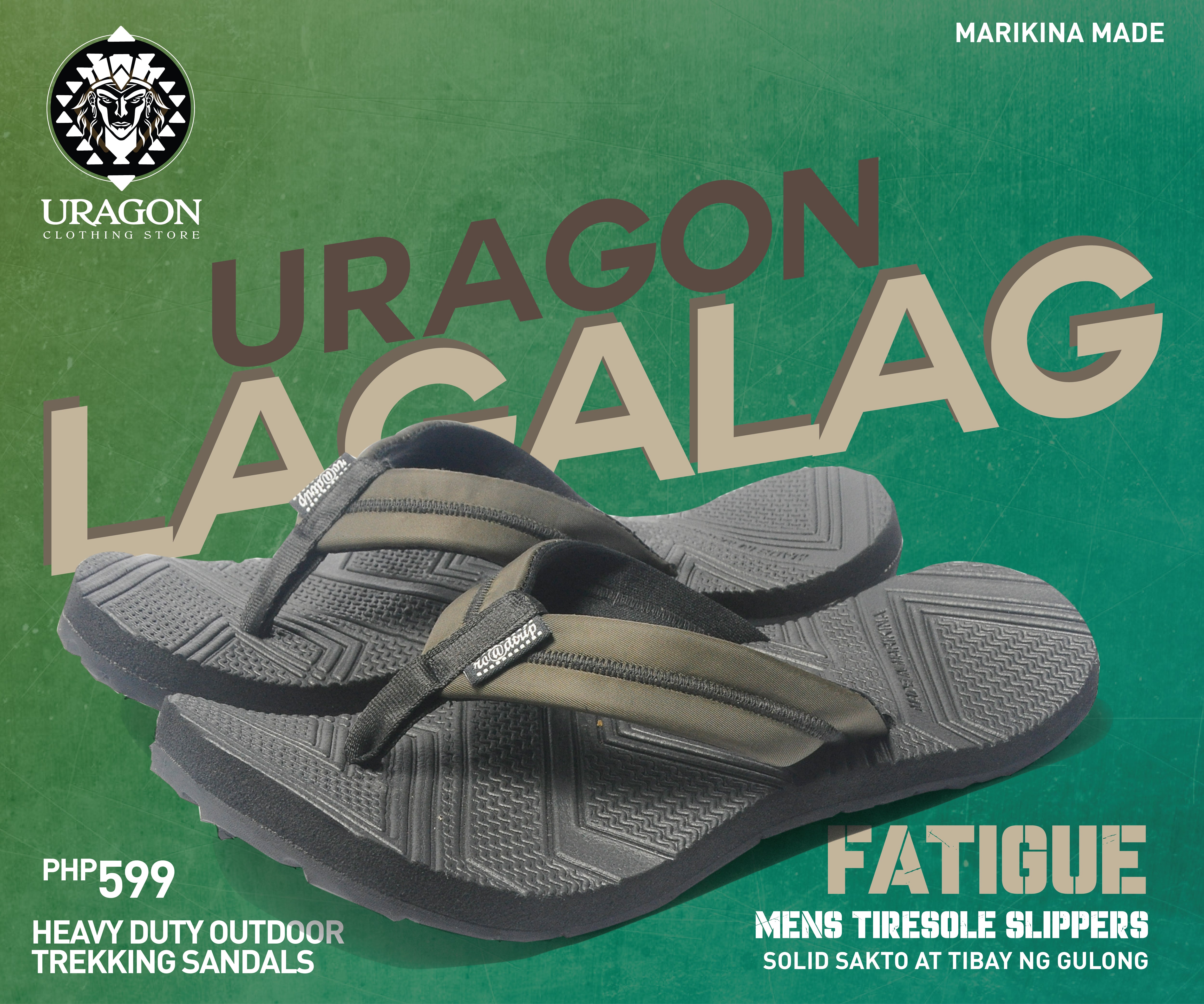 Uragon Lagalag Mens Tiresole Slippers Fatigue