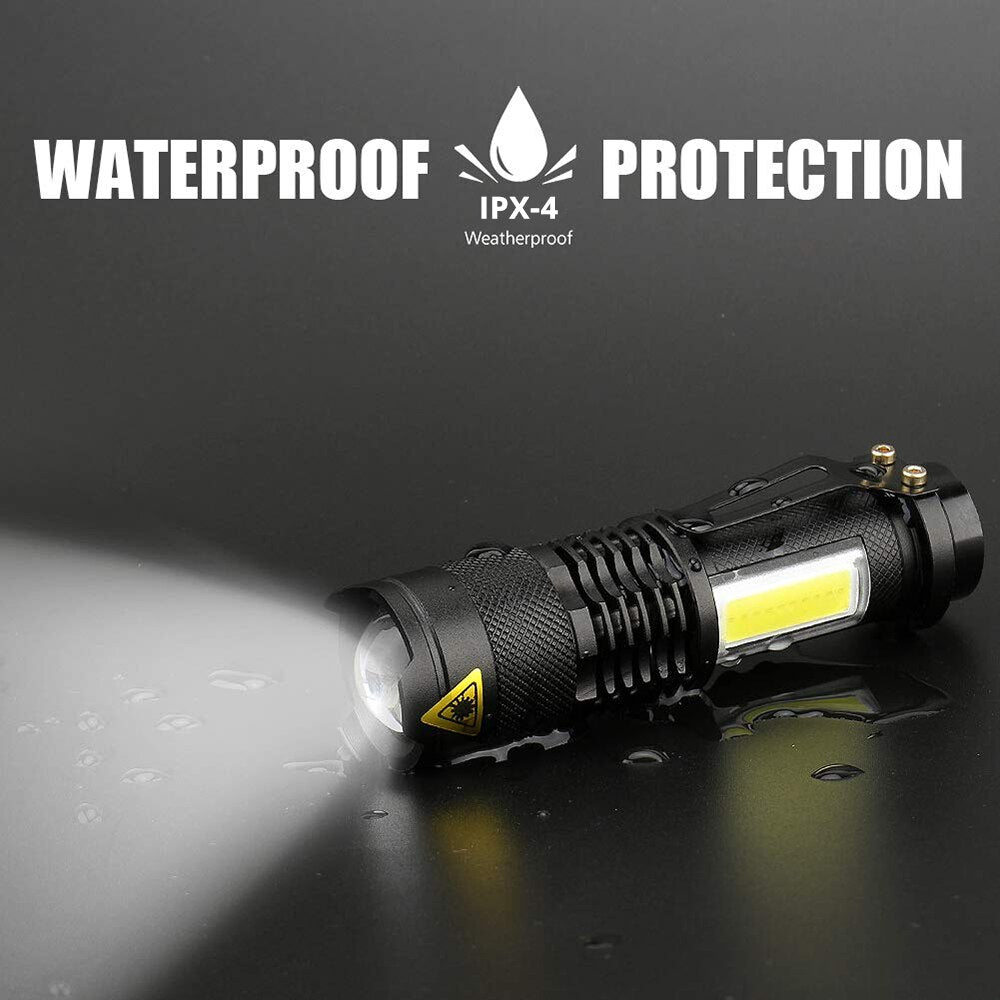 4000LM Waterproof Flashlight Built in Battery USB Charging