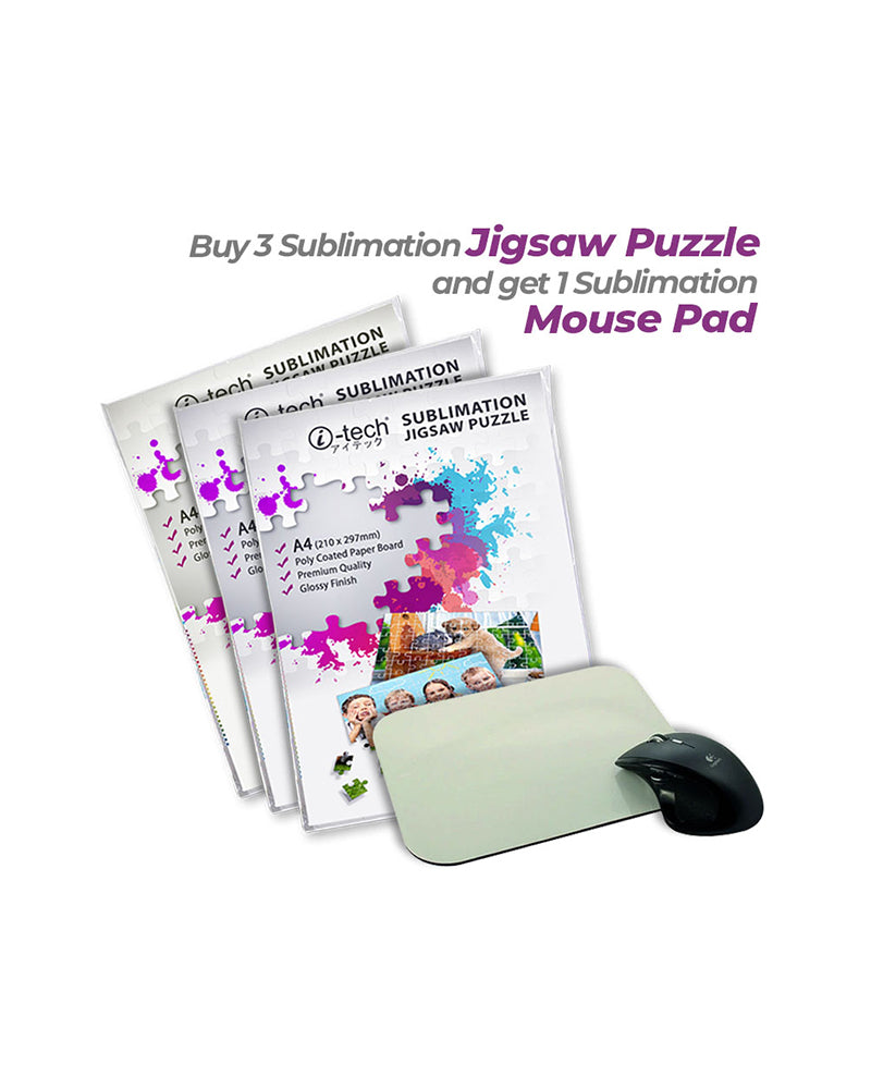 i-Tech Sublimation Jigsaw Puzzle Bundle with i-Tech Sublimation Mouse Pad